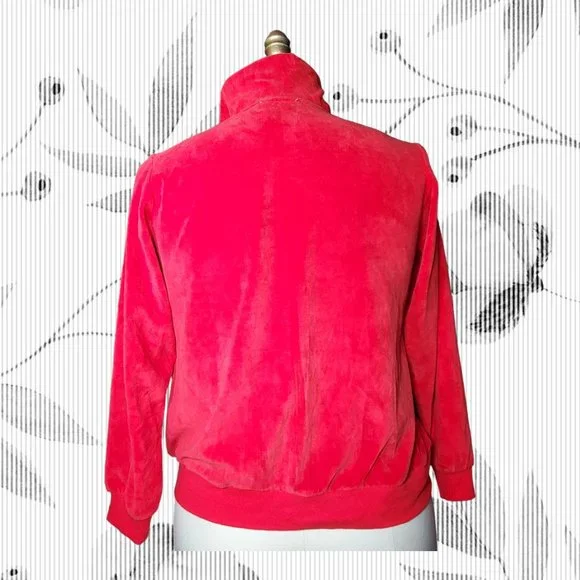 Anthony Richards, Velour Rinestone Zippered Jacket Size Med Petite Cherry Red - Picture 3 of 12